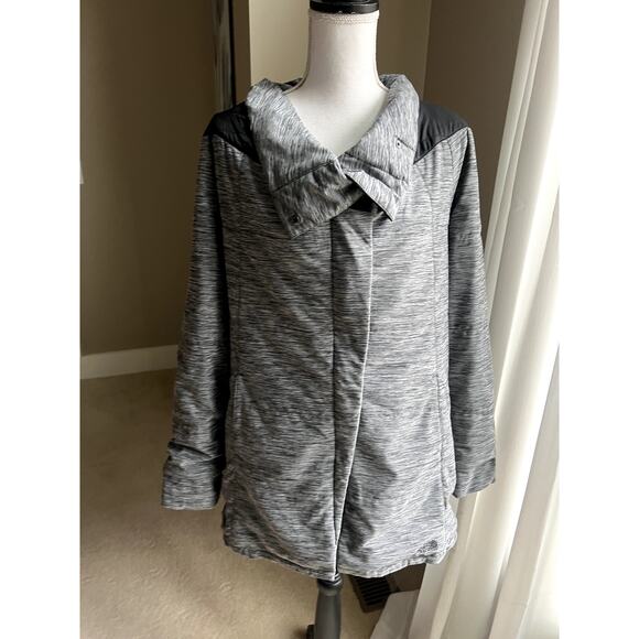 The North Face Long Pseudio Cowlneck Full Zip gray Puffer Jacket Size L - Picture 5 of 7